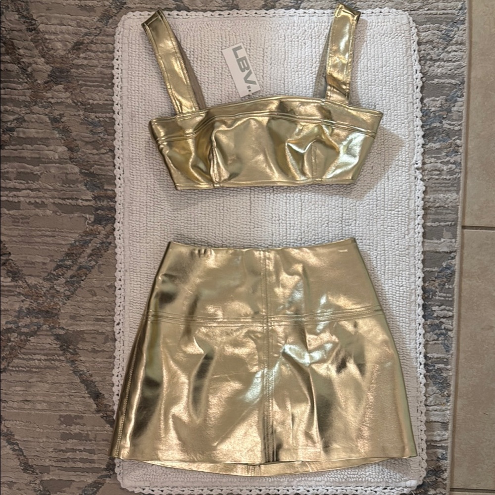 Gold Metallic Two-Piece Set